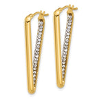 Leslie's 14K Polished with Crystal Triangle Hoop Earrings - Image 2