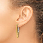 Leslie's 14K Polished with Crystal Triangle Hoop Earrings - Image 3
