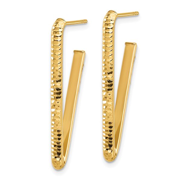 Leslie's 14K Polished and Diamond-cut Triangle J-Hoop Post Earrings - Image 2