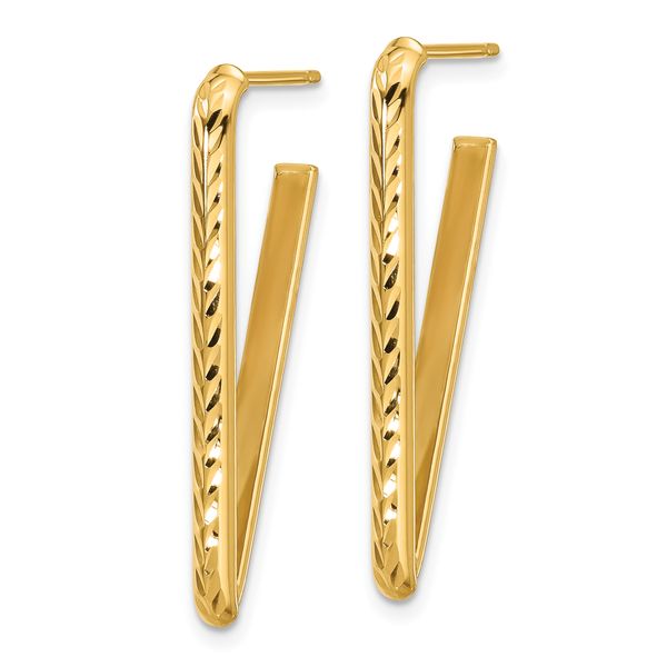 Leslie's 14K Polished and Diamod-cut Triangle Post Earrings - Image 2