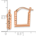 Leslie's 14K w/Rose RH-plat Polished/Dia-cut Square Hoop Earrings - Image 4