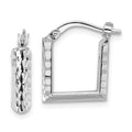 Leslie's 14K w/White RH-plat Polished/Dia-cut Square Hoop Earrings