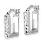 Leslie's 14K w/White RH-plat Polished/Dia-cut Square Hoop Earrings - Image 2