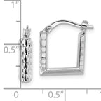 Leslie's 14K w/White RH-plat Polished/Dia-cut Square Hoop Earrings - Image 4