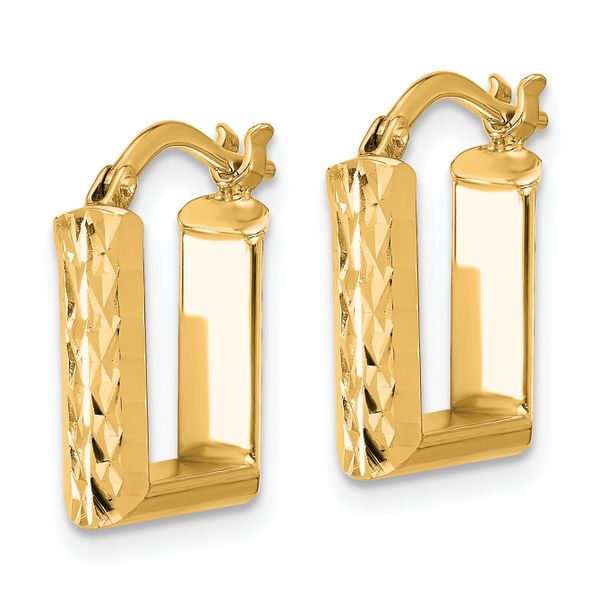 Leslie's 14K Polished and Diamond-cut Square Hoop Earrings - Image 2