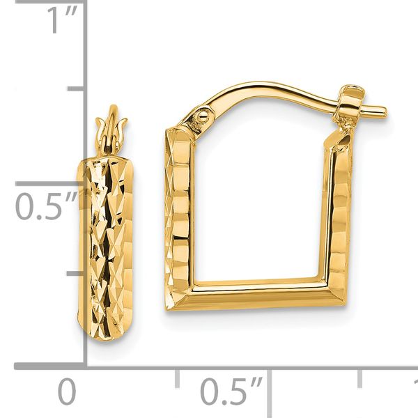 Leslie's 14K Polished and Diamond-cut Square Hoop Earrings - Image 4