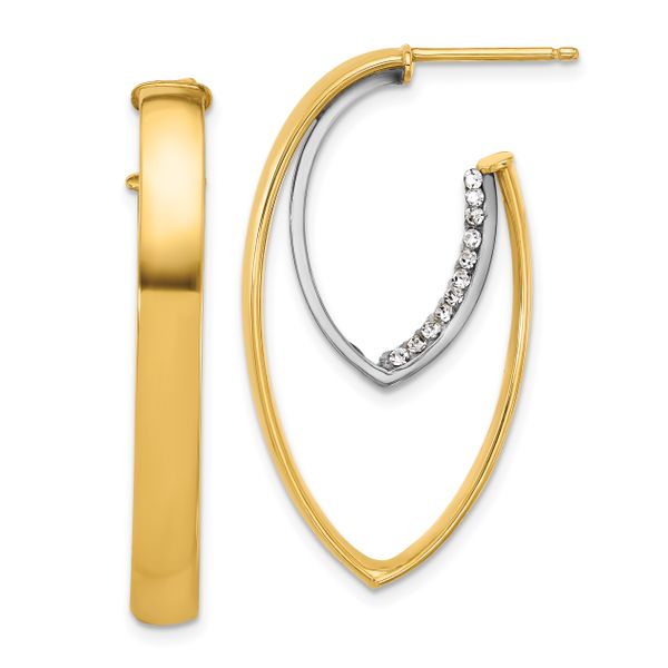 Leslie's 14K w/White Rhodium Polished w/Crystal Oval Drop Post Earrings
