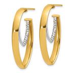 Leslie's 14K w/White Rhodium Polished w/Crystal Oval Drop Post Earrings - Image 2