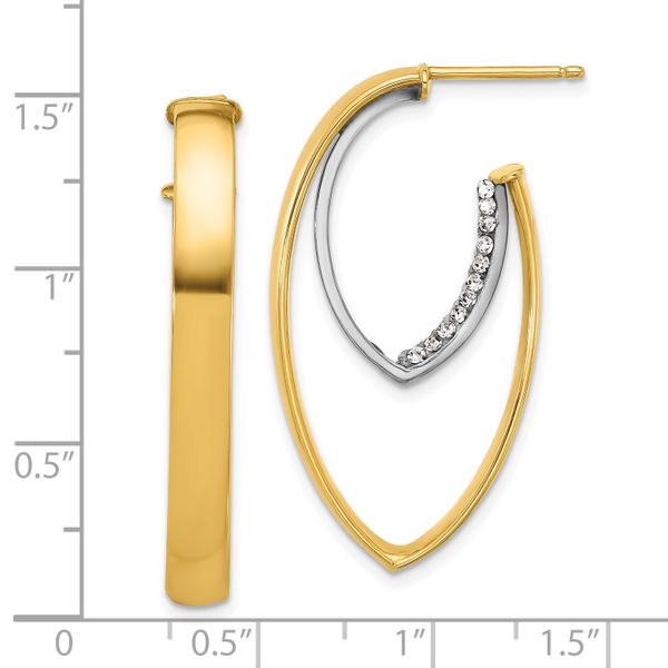 Leslie's 14K w/White Rhodium Polished w/Crystal Oval Drop Post Earrings - Image 4