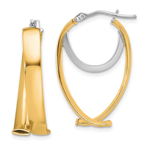 Leslie's 14K w/ White Rhodium Polished Fancy Hoop Earrings