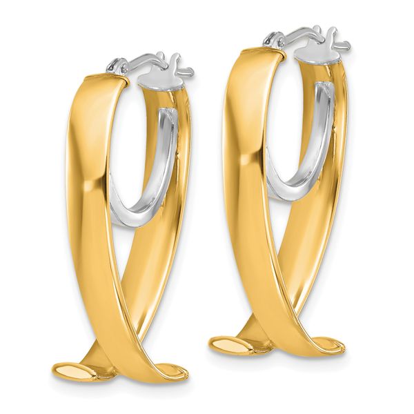 Leslie's 14K w/ White Rhodium Polished Fancy Hoop Earrings - Image 2
