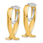 Leslie's 14K w/ White Rhodium Polished Fancy Hoop Earrings - Image 2