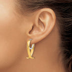 Leslie's 14K w/ White Rhodium Polished Fancy Hoop Earrings - Image 3