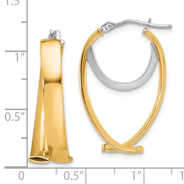 Leslie's 14K w/ White Rhodium Polished Fancy Hoop Earrings - Image 4