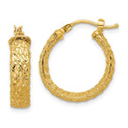 Leslie's 14K Polished/Textured/Diamond-cut Hoop Earrings
