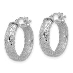 Leslie's 14K w/Wht RH-plating Polish/Texture/Dia-cut Hoop Earrings - Image 2