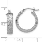 Leslie's 14K w/Wht RH-plating Polish/Texture/Dia-cut Hoop Earrings - Image 4