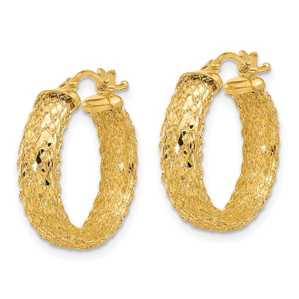 Leslie's 14K Polished/Textured/Diamond-cut Hoop Earrings - Image 2