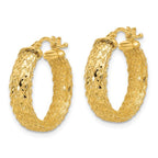 Leslie's 14K Polished/Textured/Diamond-cut Hoop Earrings - Image 2