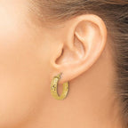 Leslie's 14K Polished/Textured/Diamond-cut Hoop Earrings - Image 3
