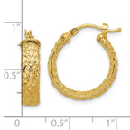 Leslie's 14K Polished/Textured/Diamond-cut Hoop Earrings - Image 4
