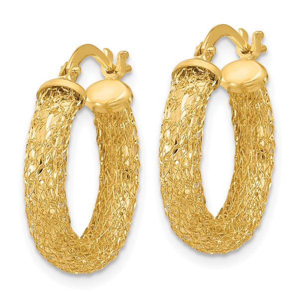 Leslie's 14K Polished and Textured Hoop Earrings - Image 2