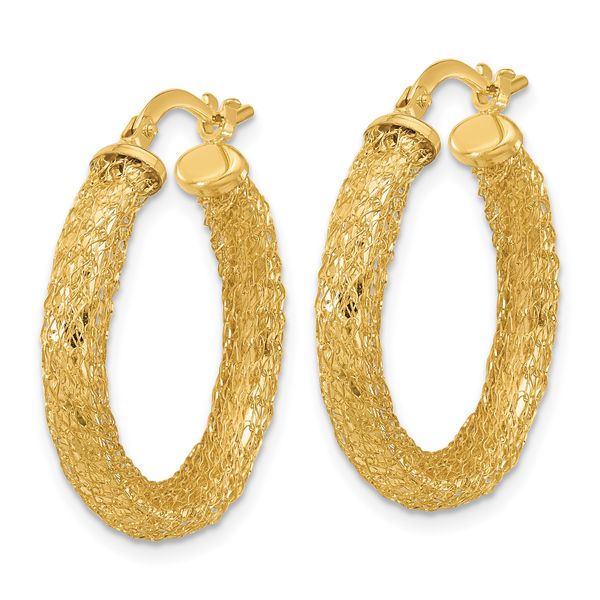 Leslie's 14K Polished and Textured Hoop Earrings - Image 2
