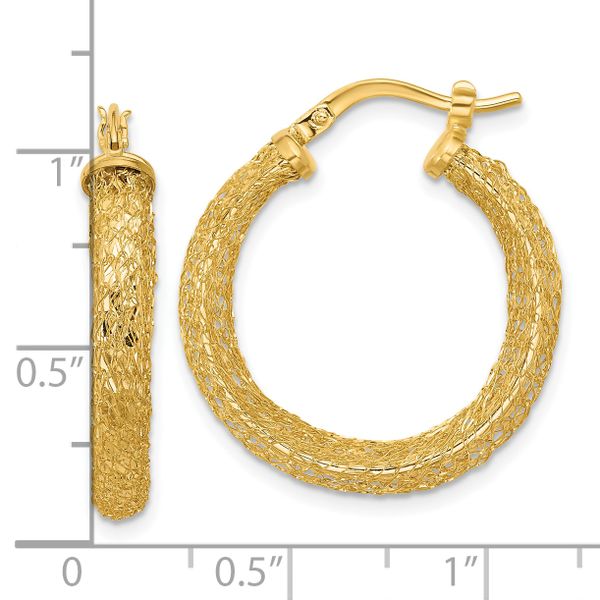 Leslie's 14K Polished and Textured Hoop Earrings - Image 4