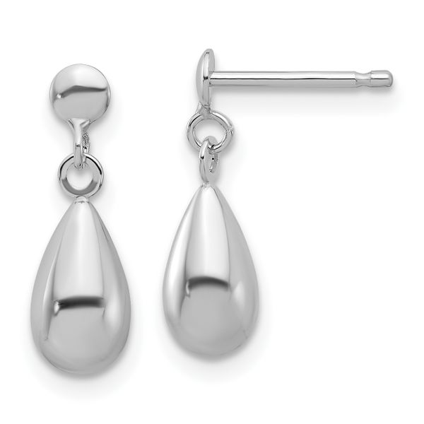 Leslie's 14K White Gold Polished Teardrop Dangle Earrings
