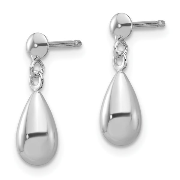 Leslie's 14K White Gold Polished Teardrop Dangle Earrings - Image 2