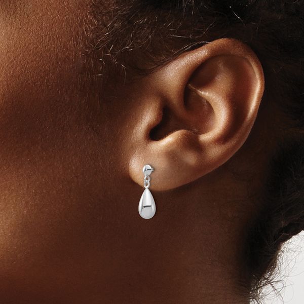 Leslie's 14K White Gold Polished Teardrop Dangle Earrings - Image 3