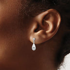 Leslie's 14K White Gold Polished Teardrop Dangle Earrings - Image 3