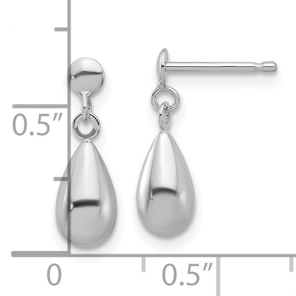 Leslie's 14K White Gold Polished Teardrop Dangle Earrings - Image 4