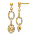 Leslie's 14K Two-tone Polished and Diamond-cut Dangle Post Earrings