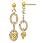 Leslie's 14K Two-tone Polished and Diamond-cut Dangle Post Earrings