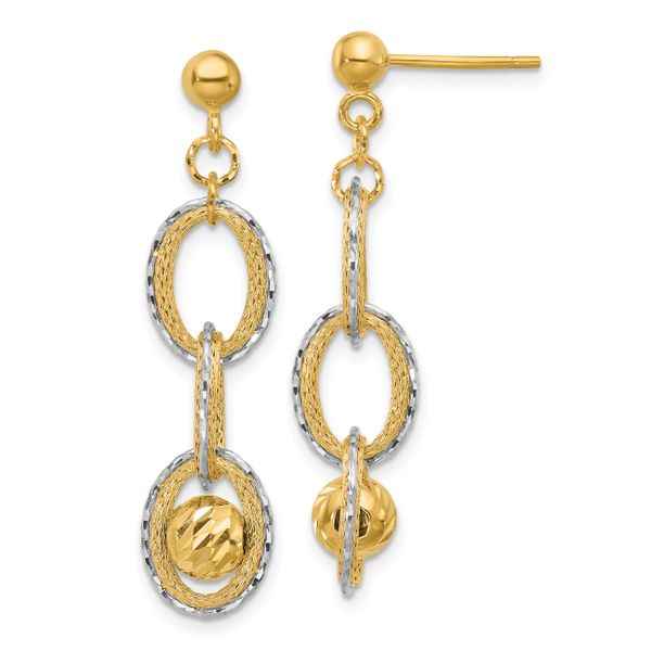 Leslie's 14K Two-tone Polished and Diamond-cut Dangle Post Earrings