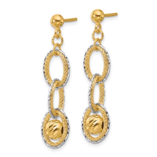 Leslie's 14K Two-tone Polished and Diamond-cut Dangle Post Earrings - Image 2