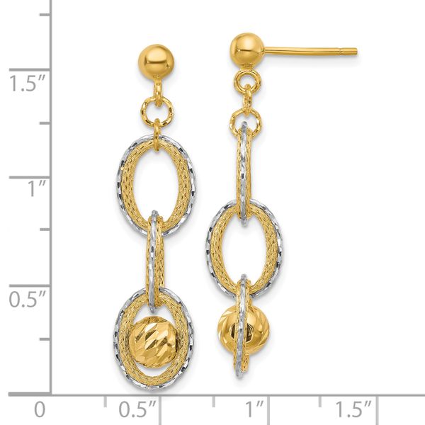 Leslie's 14K Two-tone Polished and Diamond-cut Dangle Post Earrings - Image 4