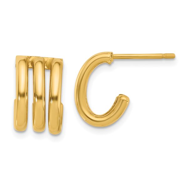 Leslie's 14K Polished Oval J-Hoop Post Earrings