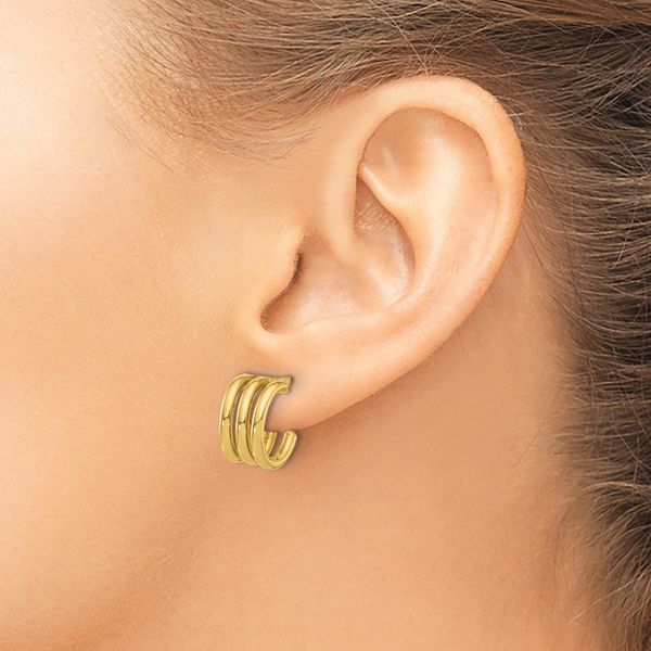 Leslie's 14K Polished Oval J-Hoop Post Earrings - Image 3