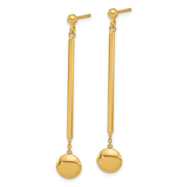 Leslie's 14K Polished Bar with Bead Dangle Post Earrings - Image 2
