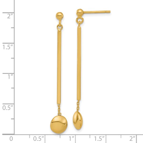 Leslie's 14K Polished Bar with Bead Dangle Post Earrings - Image 4