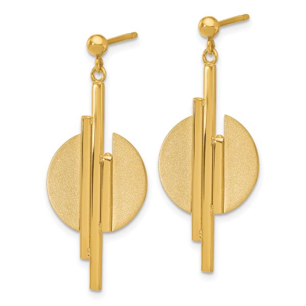 Leslie's 14K Polished and Brushed Dangle Post Earrings - Image 2