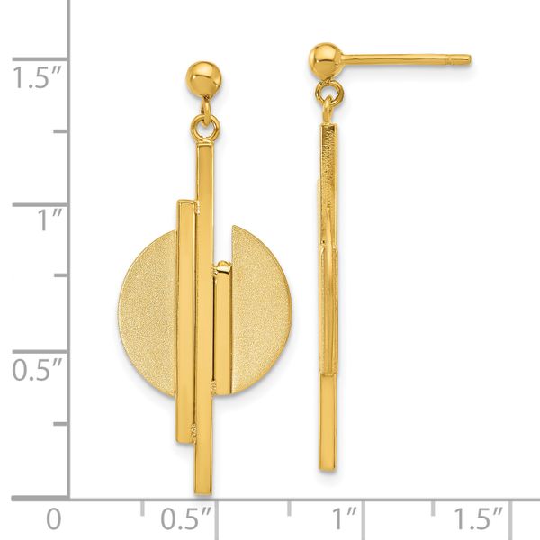Leslie's 14K Polished and Brushed Dangle Post Earrings - Image 4