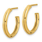 Leslie's 14K Polished and Textured Round J-Hoop Earrings - Image 2