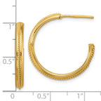 Leslie's 14K Polished and Textured Round J-Hoop Earrings - Image 4