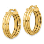 Leslie's 14K Polished and Textured Round Hoop Earrings - Image 2