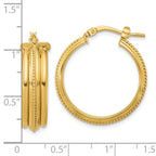 Leslie's 14K Polished and Textured Round Hoop Earrings - Image 4