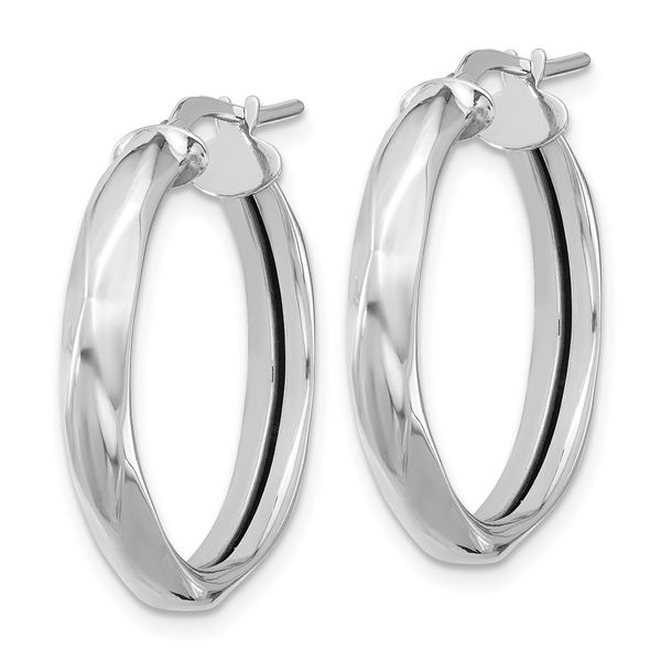 Leslie's 14K White Gold Polished Round Hoop Earrings - Image 2