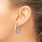 Leslie's 14K White Gold Polished Round Hoop Earrings - Image 3